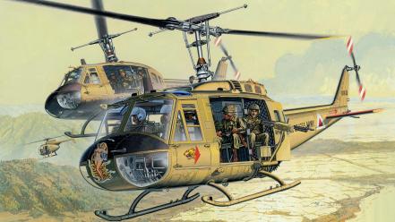 Aircraft helicopters uh-1 iroquois vietnam war wallpaper