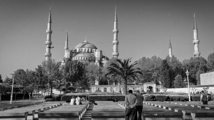 Black and white turkey istanbul mosque wallpaper