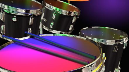 Black music multicolor drum set kit wallpaper