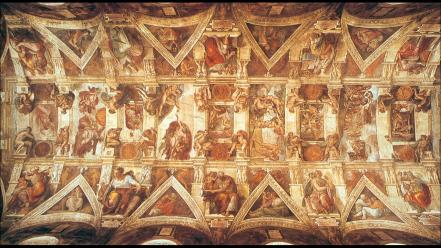 Classic art ceiling masterpiece michelangelo buonarroti sistine wallpaper