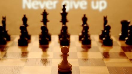 Figure chess typography never give up wallpaper