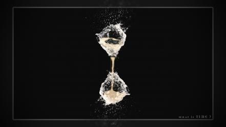 Hourglass water drops questions motivation black background time wallpaper