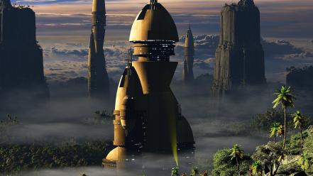 Landscapes cityscapes futuristic science fiction wallpaper
