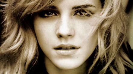 Women emma watson actress monochrome faces wallpaper