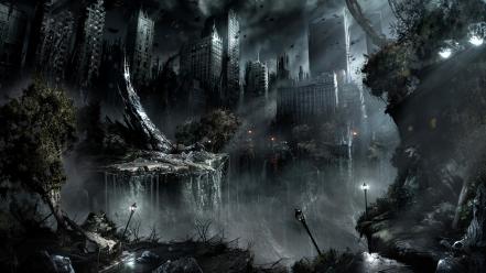 Apocalypse black cities dark destruction wallpaper