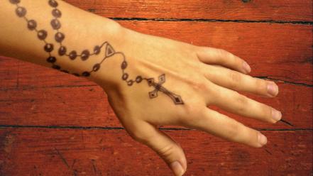 Christianity henna cross hands rosary wallpaper
