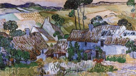 Country vincent van gogh artwork houses paintings wallpaper