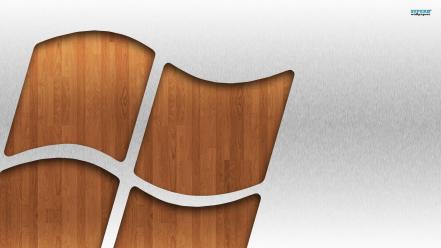 Microsoft windows brushed logos wood wallpaper