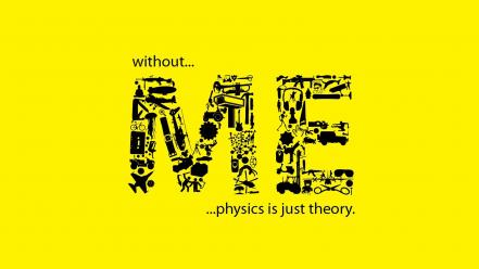 Physics science text typography yellow wallpaper
