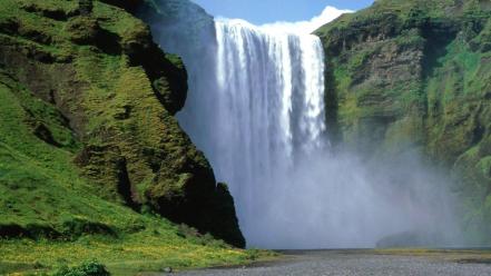Iceland falls golden nature waterfalls wallpaper