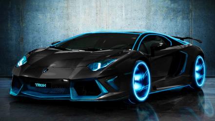 Lamborghini aventador tron blue cars wallpaper
