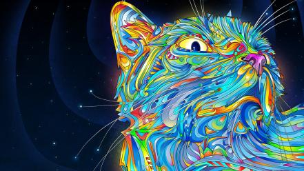 Matei apostolescu cats multicolor psychedelic wallpaper