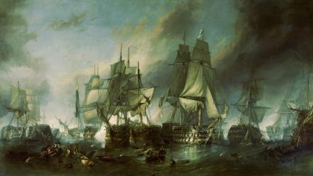Trafalgar william clarkson stanfield battles paintings pirates wallpaper