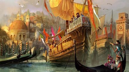 Artwork fantasy art medieval ships wallpaper