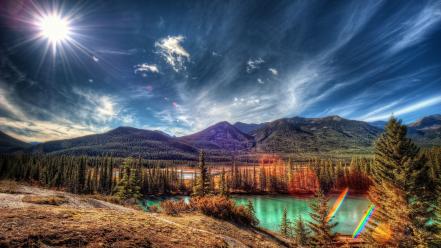 Hdr photography sun clouds mountains nature wallpaper