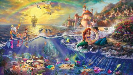 The little mermaid thomas kinkade boats castles wallpaper