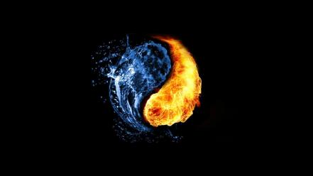 Abstract black background fire photo manipulation water wallpaper