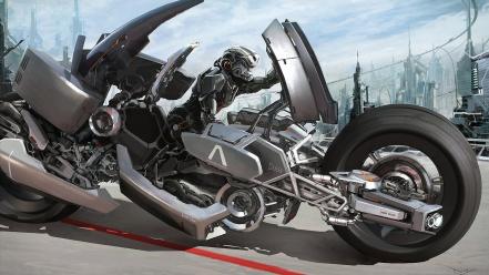 Futuristic motorbikes vehicles wallpaper