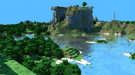 Minecraft cinema 4d copyright forests mountains wallpaper