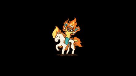 Pokemon ponyta black background minimalistic simple wallpaper