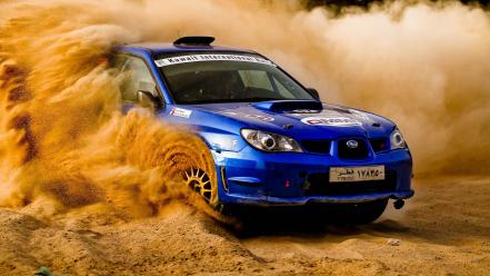 Subaru impreza blue rally sand wallpaper