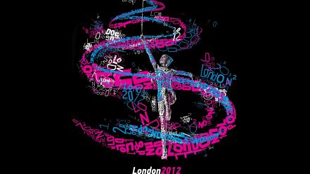 Black background typographic portrait gymnastics london 2012 wallpaper