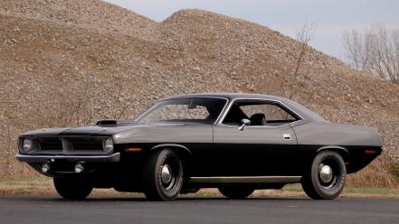 Black muscle cars plymouth barracuda 1970 wallpaper