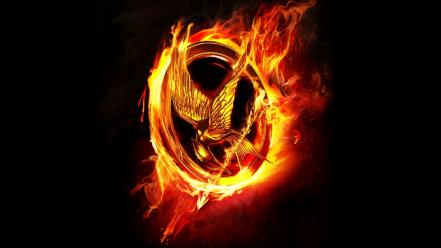 Flames birds logos the hunger games mockingjay wallpaper