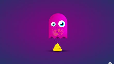 Ghosts game over pac-man poop blue background wallpaper