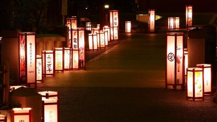 Japan night lanterns wallpaper