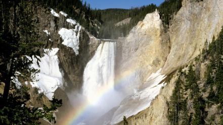 Landscapes falls wyoming yellowstone waterfalls national park colors wallpaper