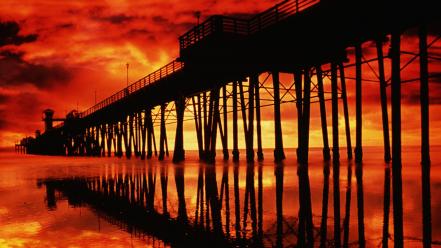 Sunset nature pier california san diego view wallpaper