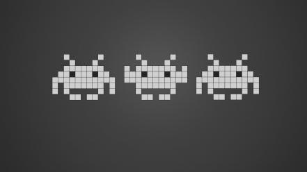 Abstract video games space invader simple background grey wallpaper