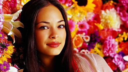 Brunettes women flowers actress kristin kreuk wallpaper