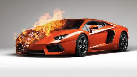 Cars lamborghini aventador coupe flame wallpaper