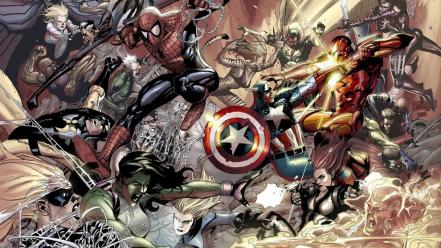 Iron man spider-man captain america marvel comics wallpaper