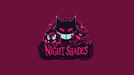 Pokemon minimalistic night gengar haunter gastly shades wallpaper