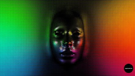 Rainbows pixels pixel art digital artwork faces wallpaper