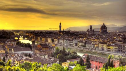 Sunset landscapes horizon cityscapes italy florence rivers wallpaper