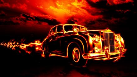 Vintage cars fire rolls-royce silver cloud wallpaper