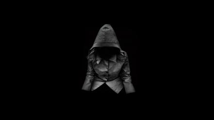 And white jackets darkness monochrome hooded background wallpaper
