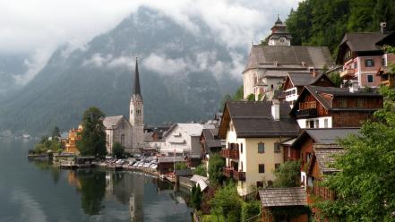 Castles austria hallstatt wallpaper