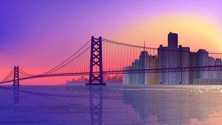 Cityscapes skylines bridges wallpaper