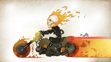 Fire ghost rider hell skeletons roads motorbikes wallpaper