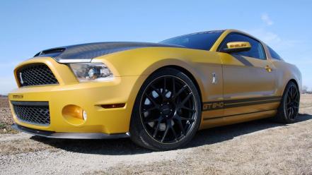 Golden ford mustang geigercars shelby wallpaper