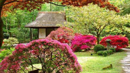 Japan flowers spring (season) japanese gardens asian architecture wallpaper