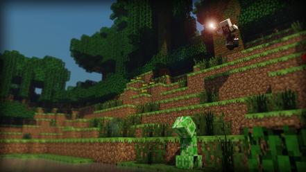 Jungle creeper steve dirt minecraft tapeta game wallpaper