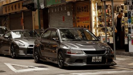 Mitsubishi lancer evolution viii nissan r35 gt-r wallpaper