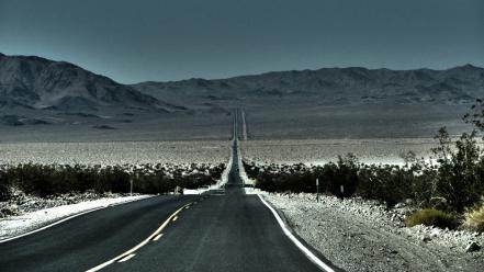 Mountains desert highway route 66 roads (illustrator) wallpaper