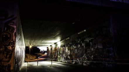 Night germany graffiti urban underpass wallpaper